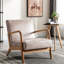 Chaise d'appoint Camel avec accoudoirs à cadre ouvert de style Mid-Century moderne et coussin en microfibre pour une ambiance de chambre à coucher, rembourrage en mousse et détente dans le salon