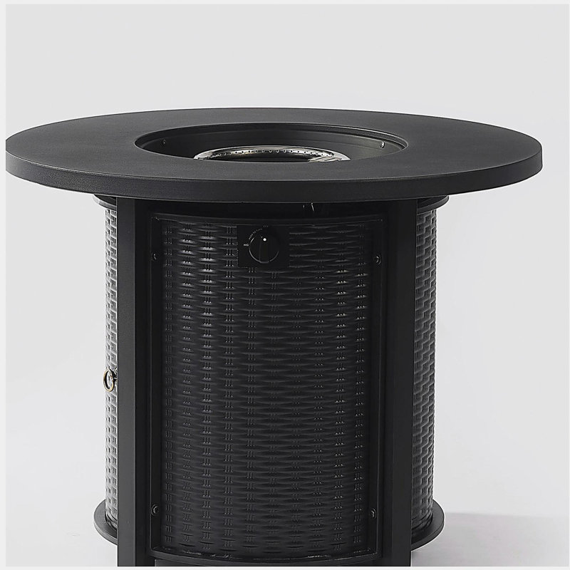 Circular propane pit table with lava rock