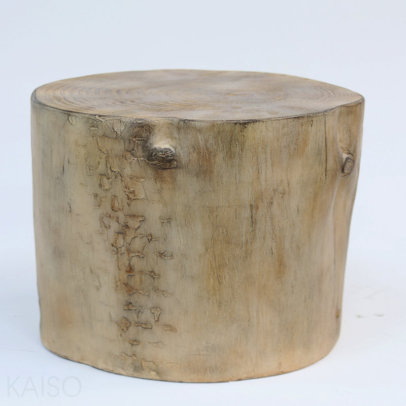 Table d'appoint d'extérieur 14,25 pouces MGO, souche de bois peinte à la main