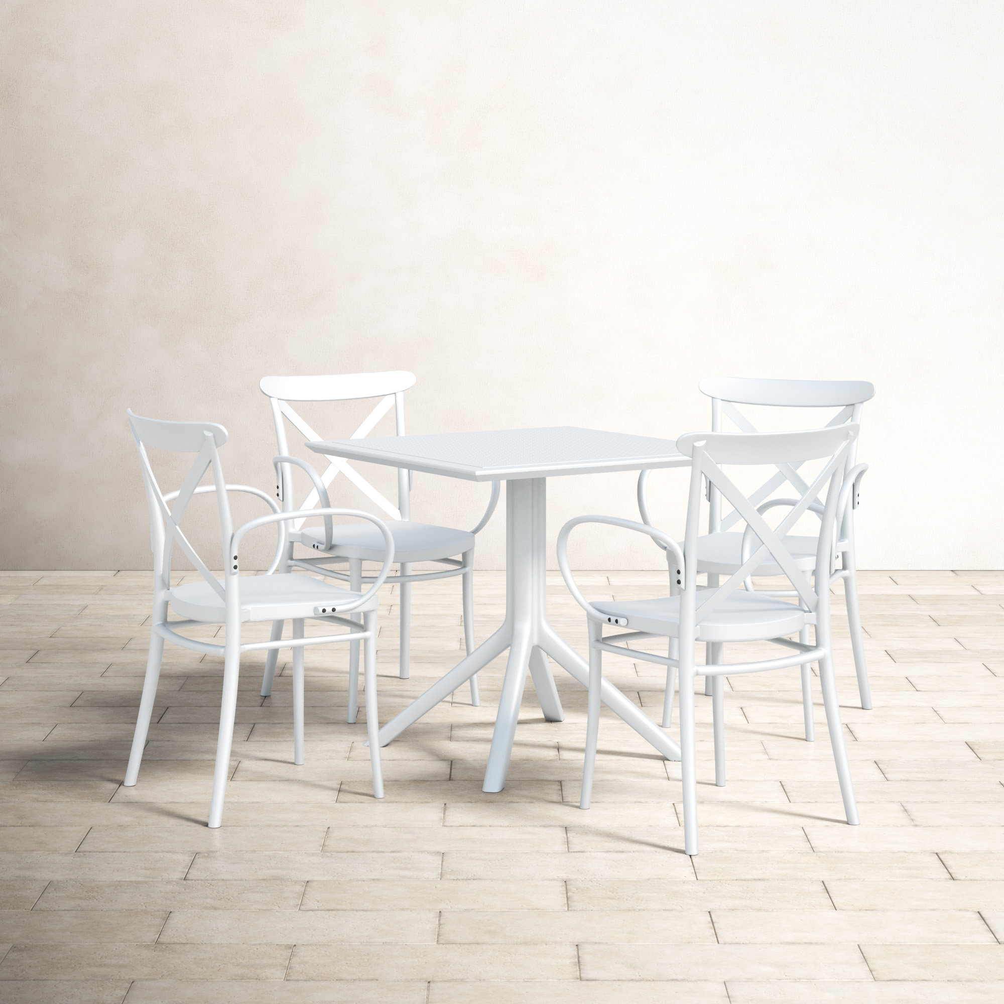Cordelia Square 4 - Person Outdoor Dining Set, White