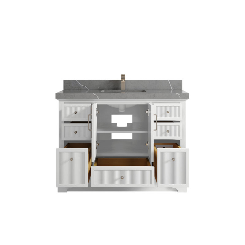 Meuble-lavabo simple autoportant 48 po avec plateau en quartz Alys