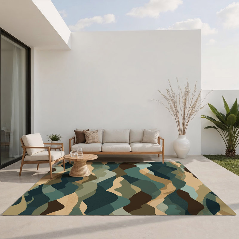 Tapis intérieur et extérieur Ethereal Tides, Rectangle 1 pi 6 po x 2 pi 6 po