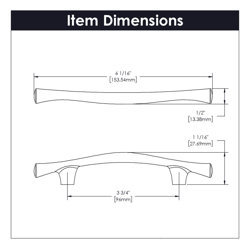Olivet 3" Center to Center Arch Pull, 3 3/4", Matte Black