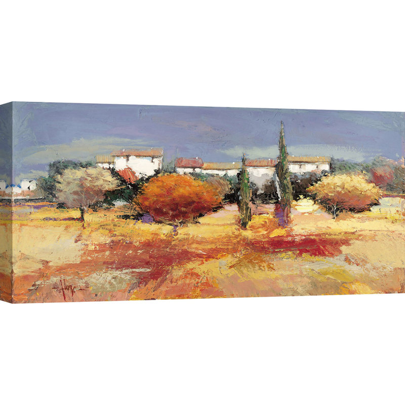 Countryside In The Sun by Luigi Florio - No Frame Painting on Canvas, 35cm H x 70cm W x 4cm D