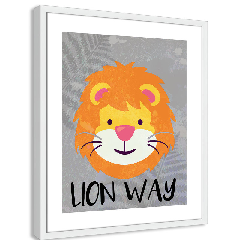 Impression sur papier Lion Way, Encadré de boîte noir, H 24,5 po x l 20,5 po x P 1,18 po