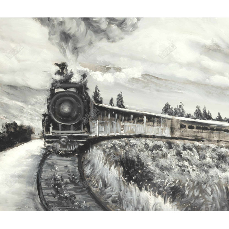 Steam Engine Train Beige King Duvet Cover for Home Decor