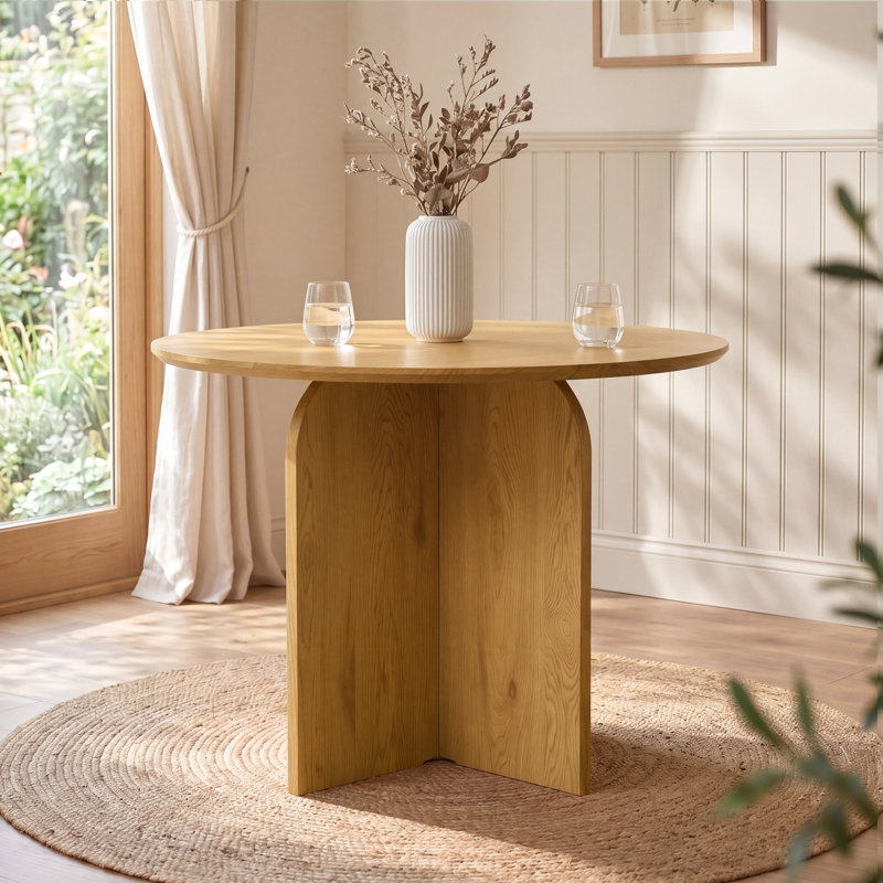 Round Dining Table, Natural Wood