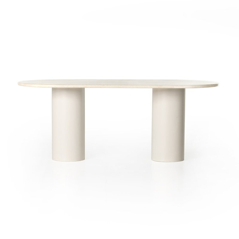 Belle Oval Marble Dining Table, Cream Marble