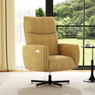 Fauteuil électrique inclinable électrique pivotant à 360 ° avec charge de type C, rembourré de velours pour le bureau personnel et le salon, jaune, fauteuil inclinable d'assemblage sans effort, installation rapide
