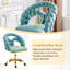 Fauteuil de coiffeuse pivotant en velours avec roulettes, chaise de bureau de maquillage mignonne avec dossier, hauteur réglable de 30,3 po à 33,5 po pour la chambre à coucher et le bureau personnel-478080770