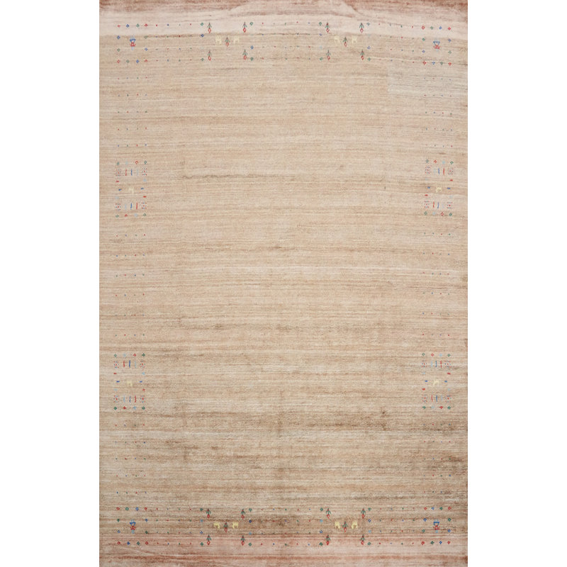 Tapis élégant de style Gabbeh minimaliste 8 x 10 avec des accents subtils