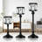 Black 3-Piece Crystal Candle Holder Set With Arched Candelabra And Candlesticks - Modern Tabletop Centerpiece For Wedding, Dining Room, And Home Decor