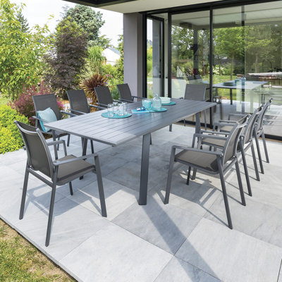 Shickley Rectangular Metal Extendable Outdoor Dining Table , 264cm cm W 101cm cm D