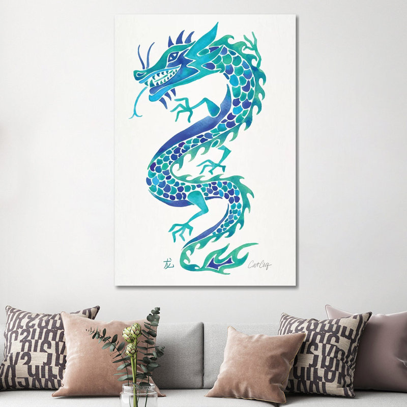 Blues - Chinese Dragon by Cat Coquillette - Wrapped Canvas Painting, 20.32 cm H x 30.48 cm W