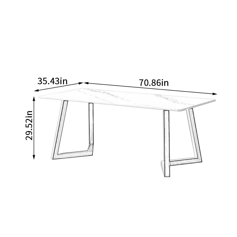 Table de salle à manger rectangulaire Modern, H 29,52 po x L 70,86 po x l 35,43 po
