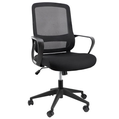  Mid Back Adjustable Mesh and Fabric Office Chair in Black