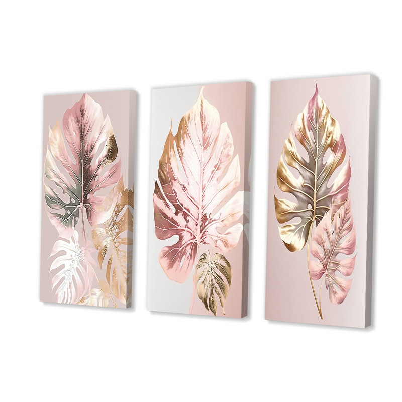 Monstera Deliciosa Leaf I, 3 pièces, H 32 po x l 48 po x P 1 po