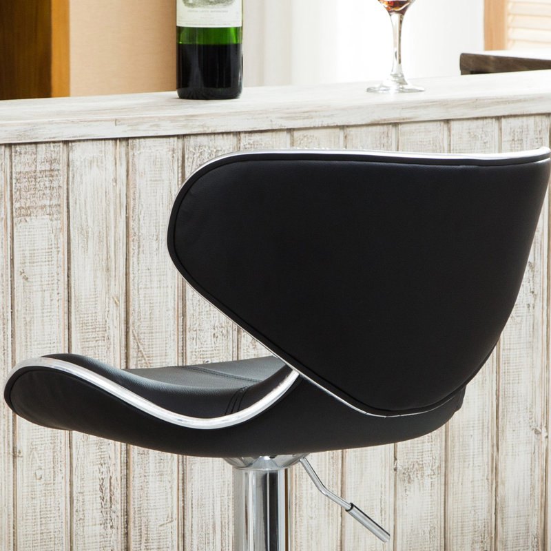 Réglable en noir, base en 2, siège en similicuir rembourré de mousse souple, pivotant à 360 degrés, pour différentes pièces 2 pièces, base de remplissage en mousse noire, convient à la vie, la salle à manger, le bar, le bureau, l'extérieur