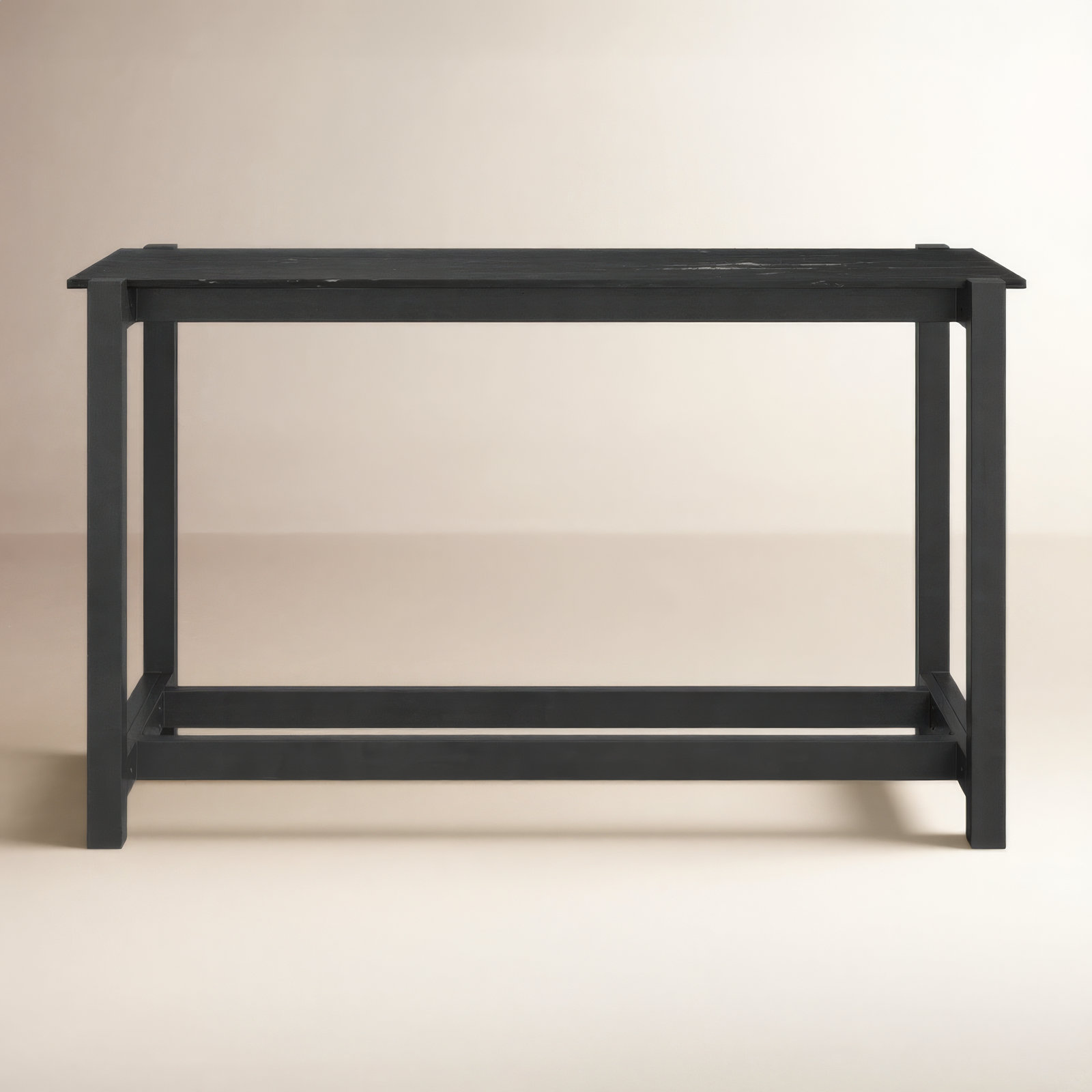 28" Dining Table, Polished Black Marble/Worn Black Mango, 36”H x 70”L x 26”W