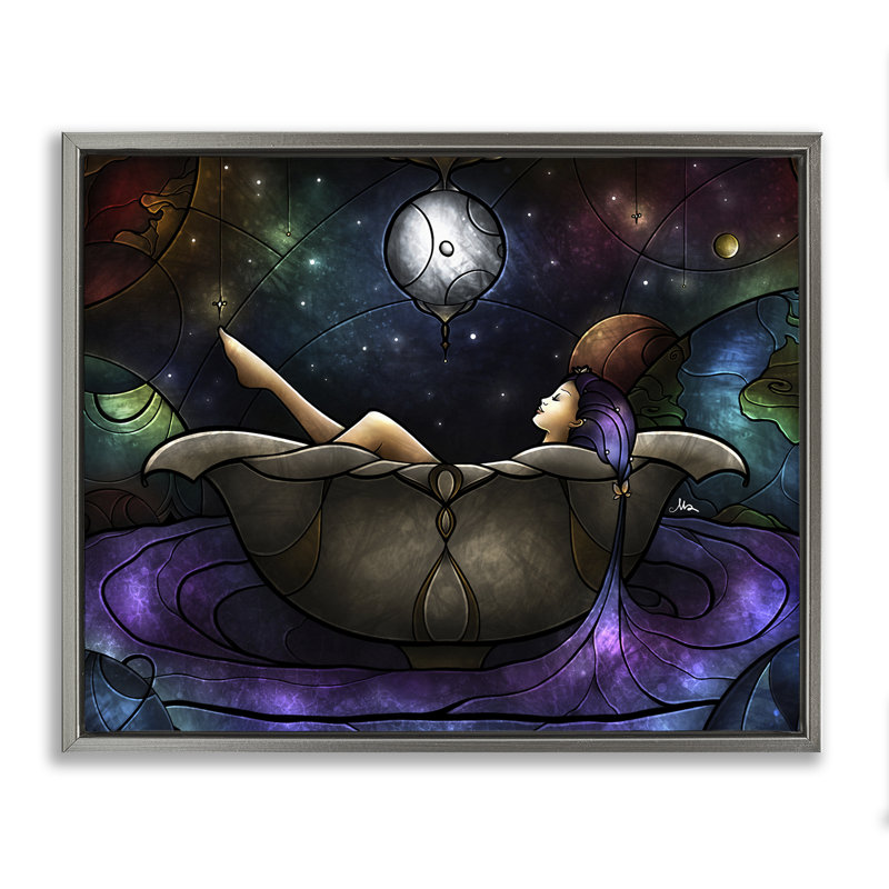 Cadre de bain flottant au clair de lune, design par Mandie Manzano, H 17 po x l 21 po, Cadre flottant gris lustré