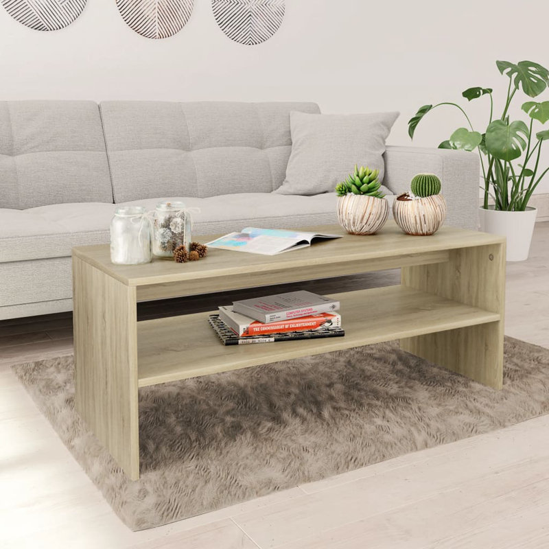 Engineered wood Frame Single Coffee Table with Storage, Gray