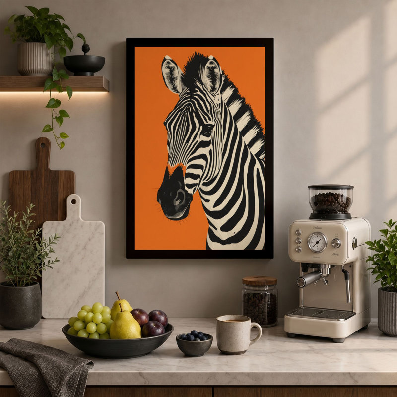 Zebra in Profile Graphic - Wrapped Canvas, 36x24 - 91.4 x 61.0 cm, Black Border