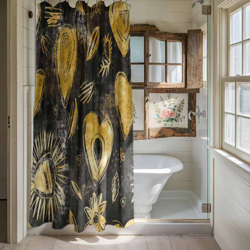 Rideau de douche Gold - Black Affection, H 74 po x l 71 po