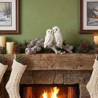 12" Resin Owl Couple On Branch