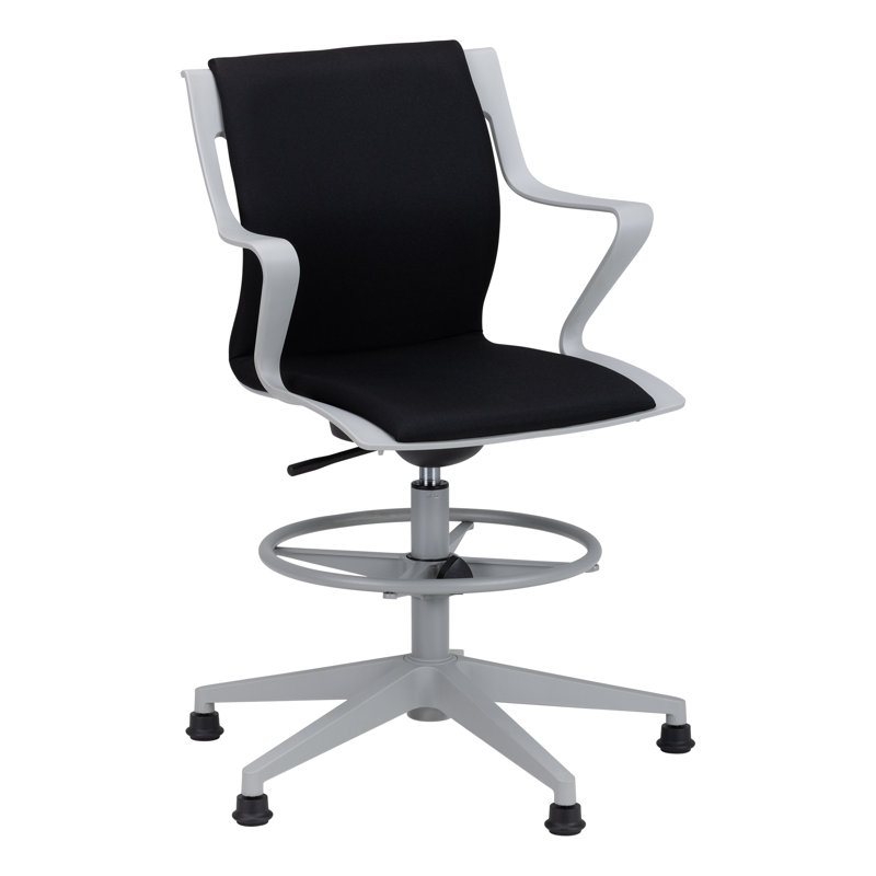 Cascade Adjustable-Height Mobile Drafting Chair With Foot Ring, High Stool With Wheels For Standing Desk Workstation (Set Of 2)