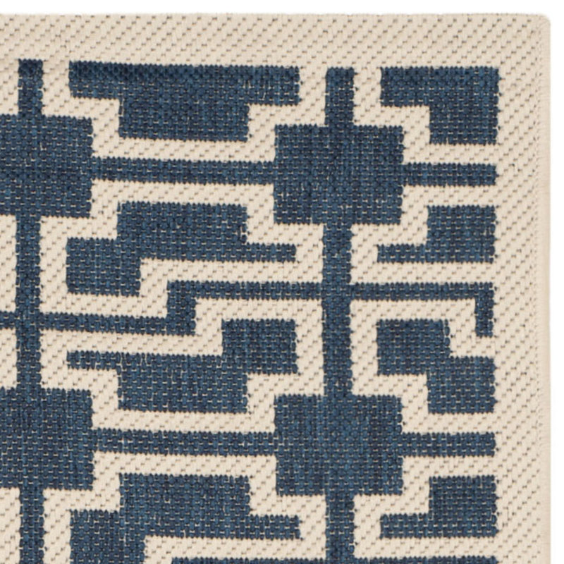 Arneshia Geometric Blue/Beige Area Indoor/Outdoor Area Rug, Rectangle 4' x 5'7"