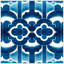 Indigo Ogee 1 Framed Graphic Art Canvas