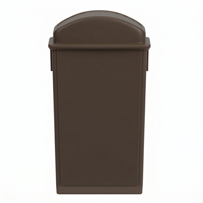 Poubelle rectangulaire en plastique 23 gallons avec couvercle pivotant et canaux d'aération, Brown