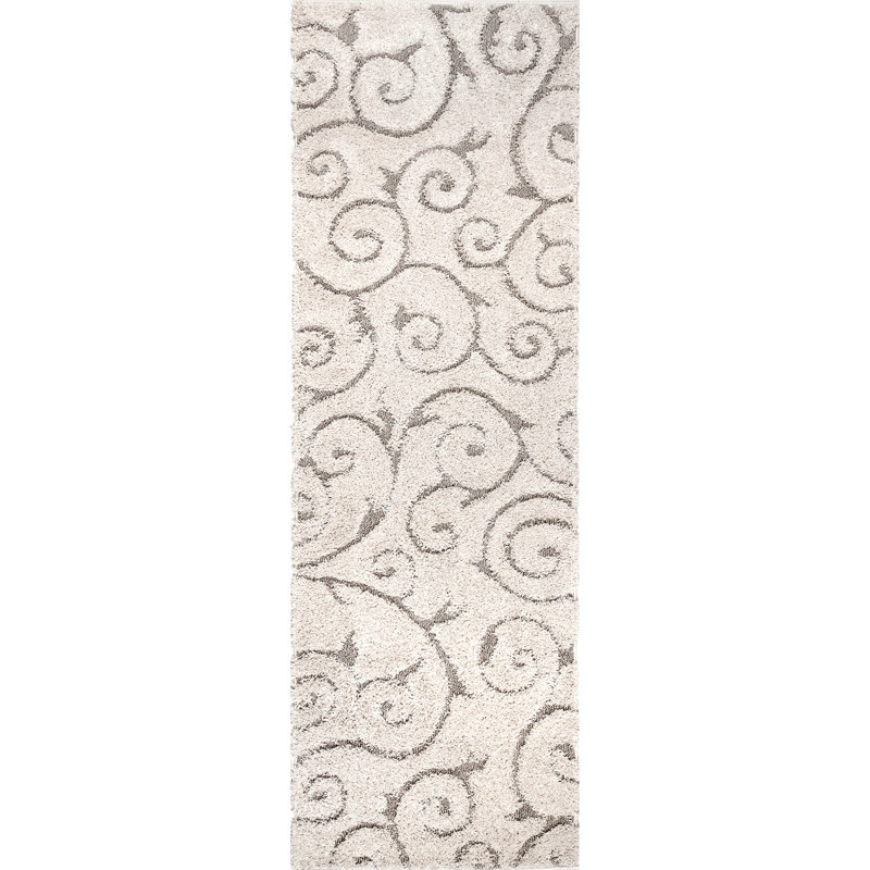 Pipers Contemporary Shag Performance Cream/Beige Rug, Runner 2'6" x 6'