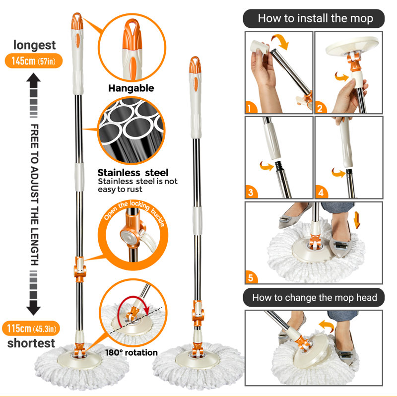 MASTHOME 360 degrees Spin Floor Mop Bucket