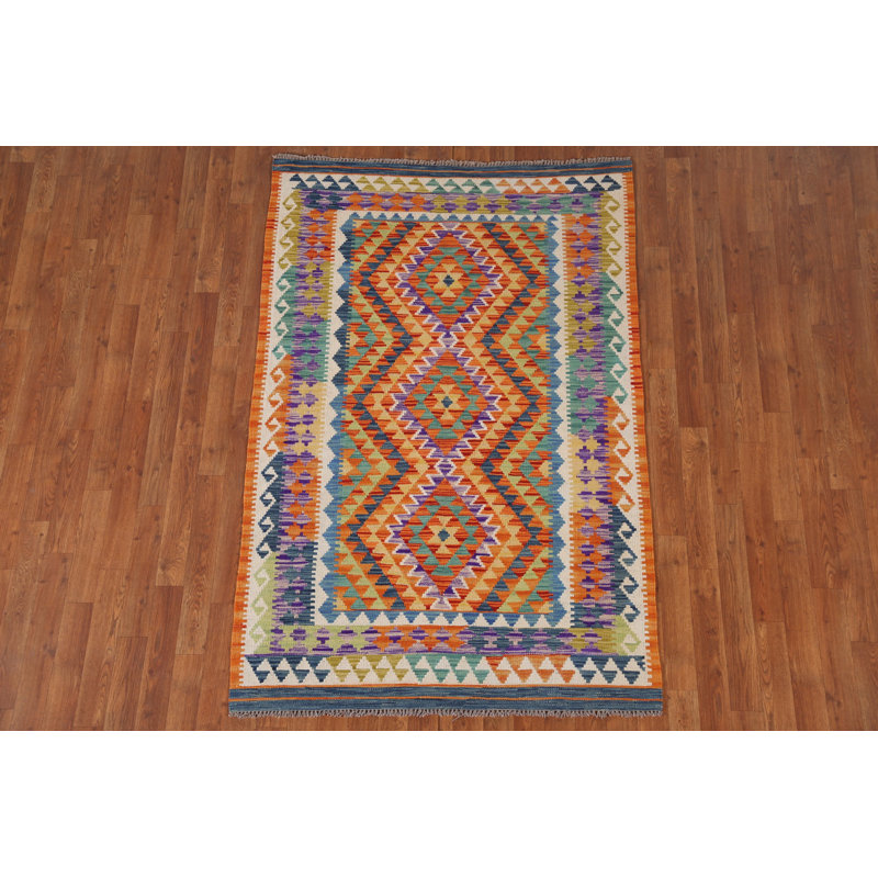 Multolor Kilim Reversible Wool Rug 4x6