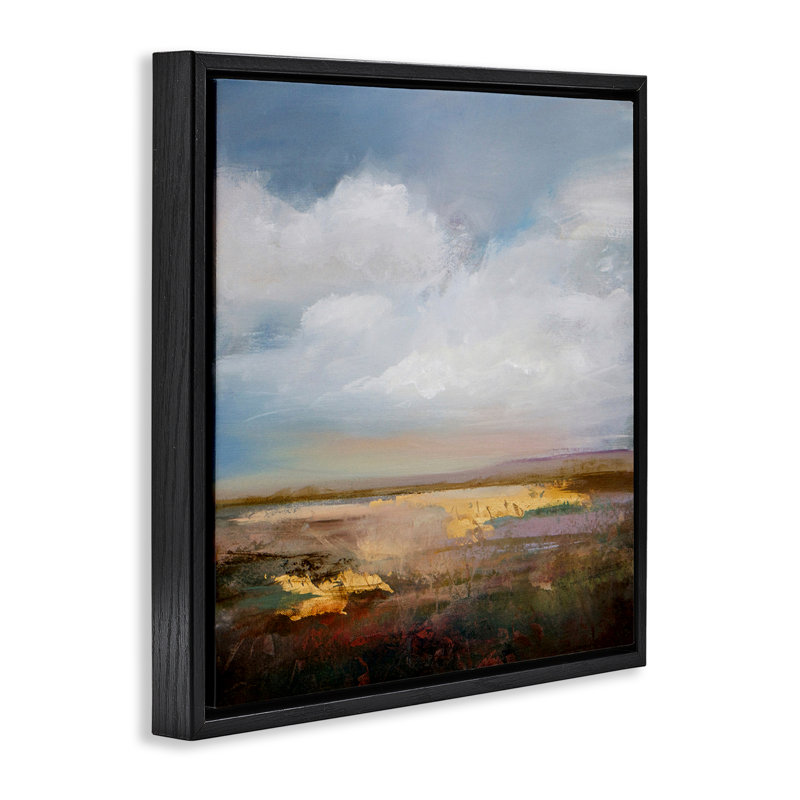 Cadre flottant Calm Landscape & Clouds, design par Karen Hale, Cadre flottant noir de jais, H 18 po x l 18 po