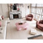 Table basse de 35 po en forme de nuage rose, table basse minimaliste moderne en forme de pétale avec pieds sphériques, table de salon Macaron rose pour enfants et animaux de compagnie compacte pour petit appartement, rose