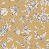 Passion Flower Toile Floral Wallpaper Roll