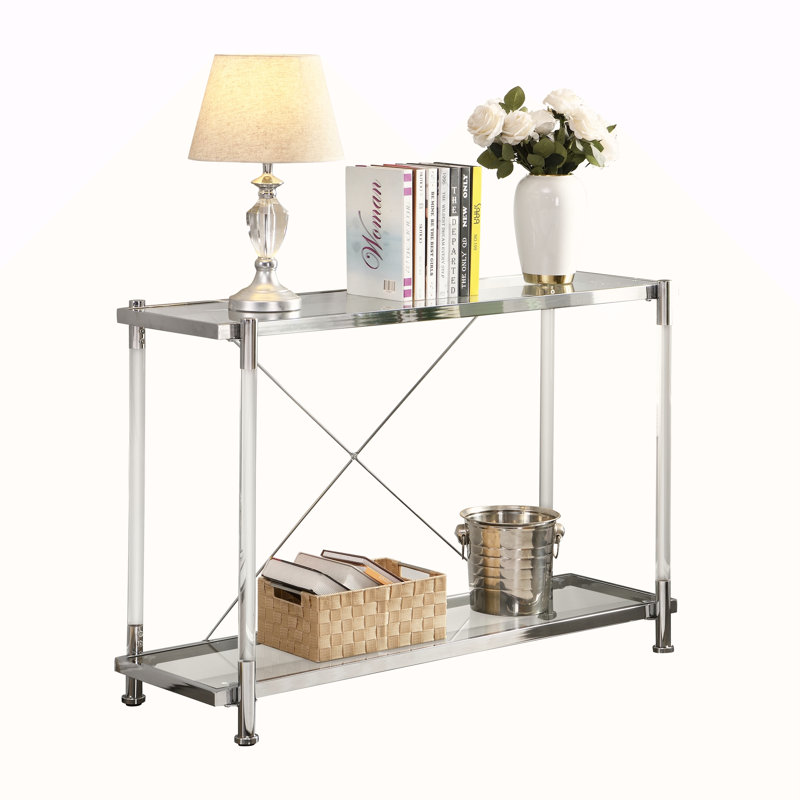 43.31'' Chrome Glass Sofa Table