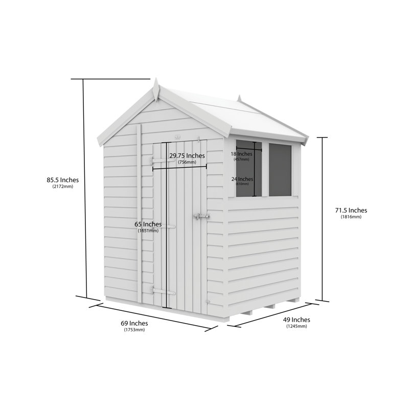 Total Sheds 6ft x 4ft Apex Garden Shed - Double Door - With Windows - Pressure Treated Timber - UK Manufactured