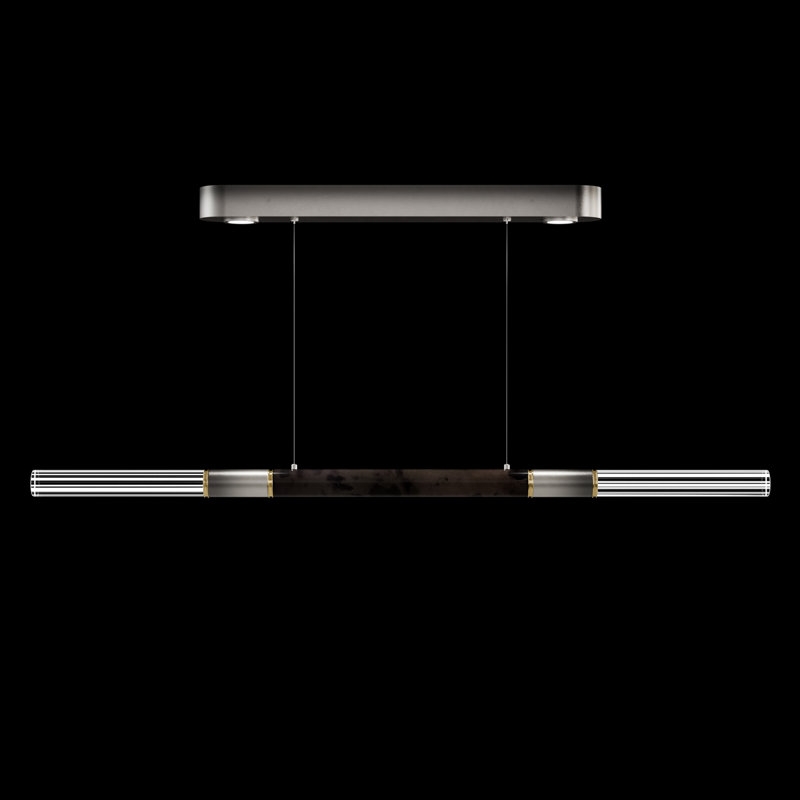Antonia 62"W Linear Pendant, Brass/Ombre Silver/Charcoal
