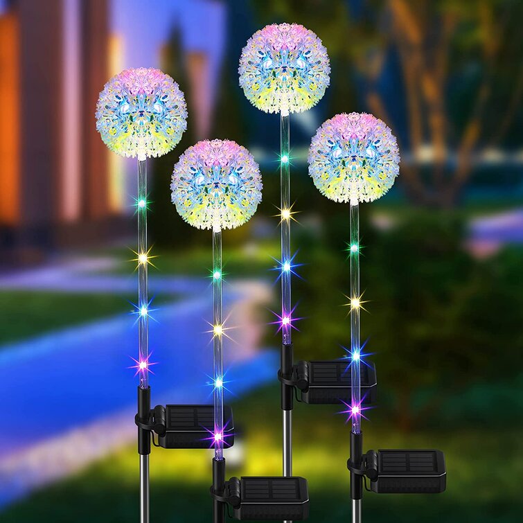 LETMY Solar Lights Outdoor Decorative, Solar Dandelion Garden Lights With Colourful String Lights, Upgraded Waterproof Solar Decoration For Garden, Pa