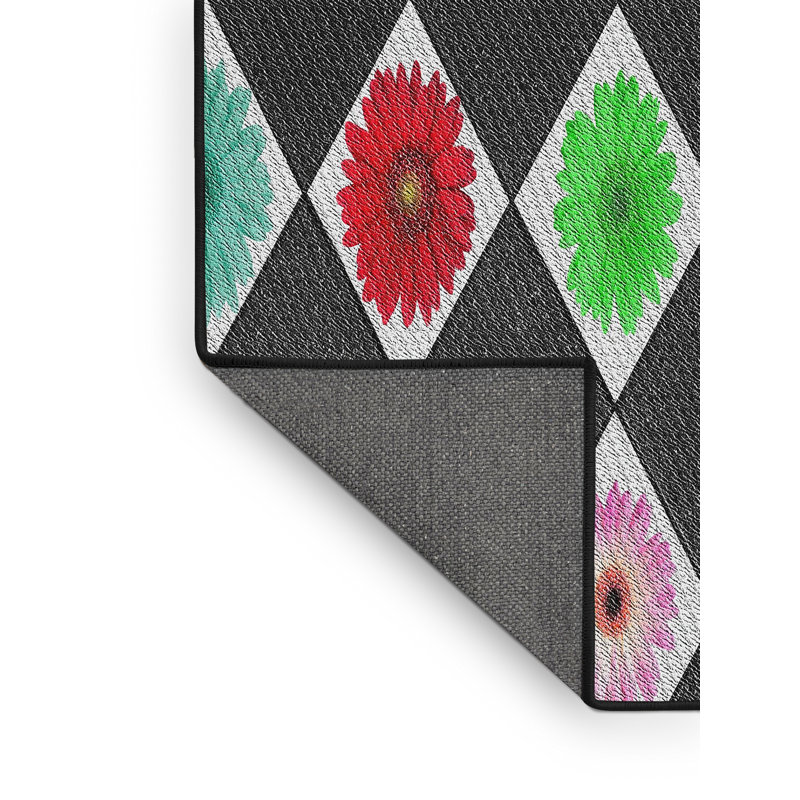 Tapis gris/rouge/orange à motifs, Rectangle 2 pi x 3 pi