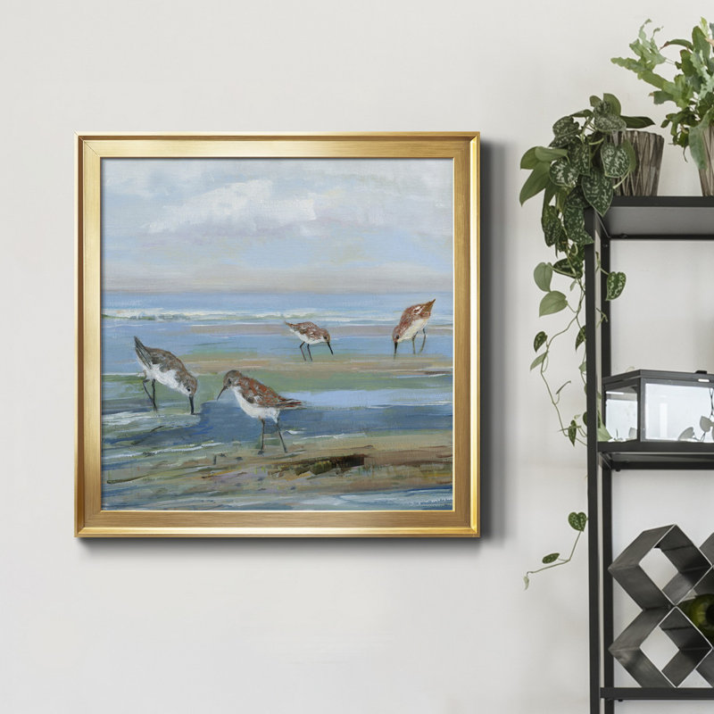 Seabird Beach III - Peinture sur toile encadrée, Toile avec cadre noir, H 30,5 po x l 30,5 po x P 1,5 po