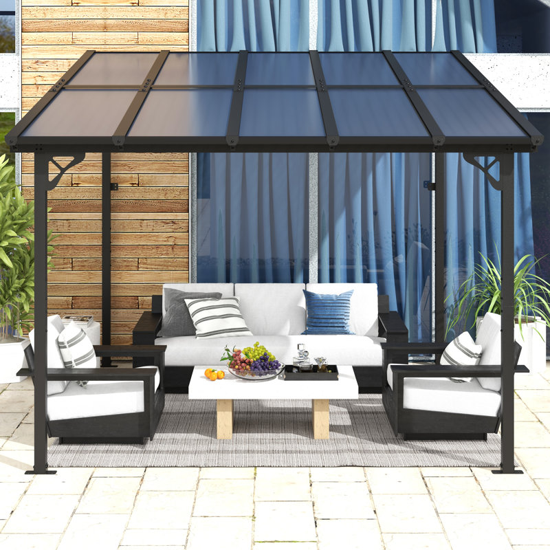 10 Ft. W x 10 Ft. D Outdoor Metal Pergola with Sloped Roof Patio Gazebo for Backyard, Deck, 10 ft. W x 10 ft. D