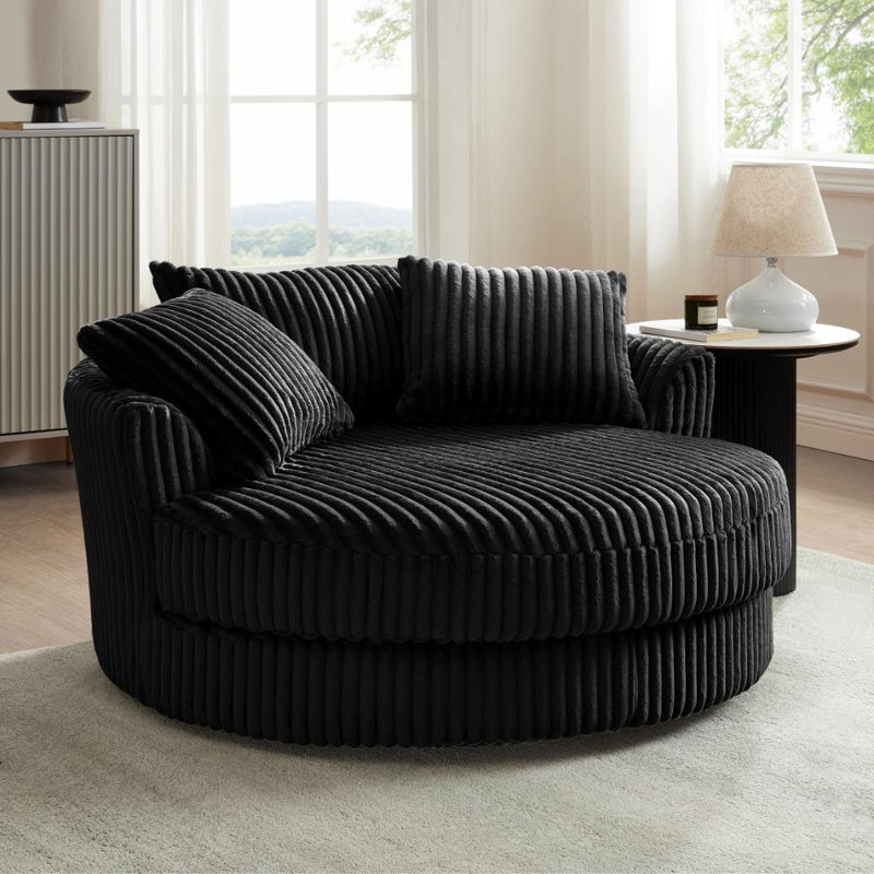Skyler Upholstered Swivel Armchair, Black