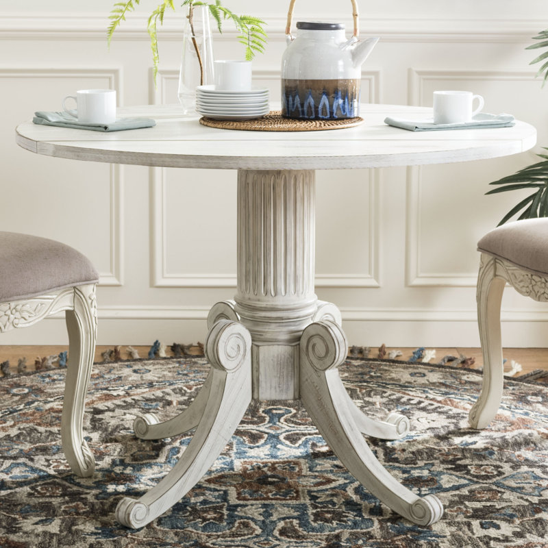 Ensemble de salle à manger 5 pièces Denholme, Blanc antique, Chêne rustique / beige