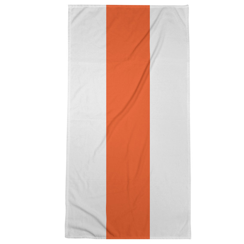 Cotton Blend Beach Towel, White/Orange