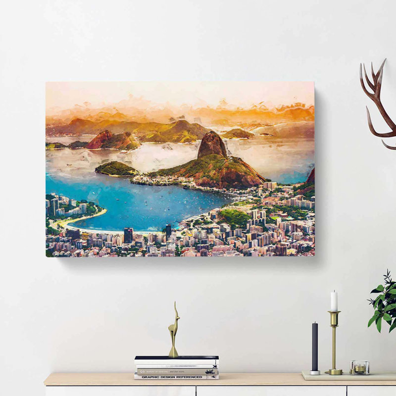 Skyline Of Rio De Janeiro In Brazil In Abstract - Wrapped Canvas, 40cm H x 60cm W x 3cm D