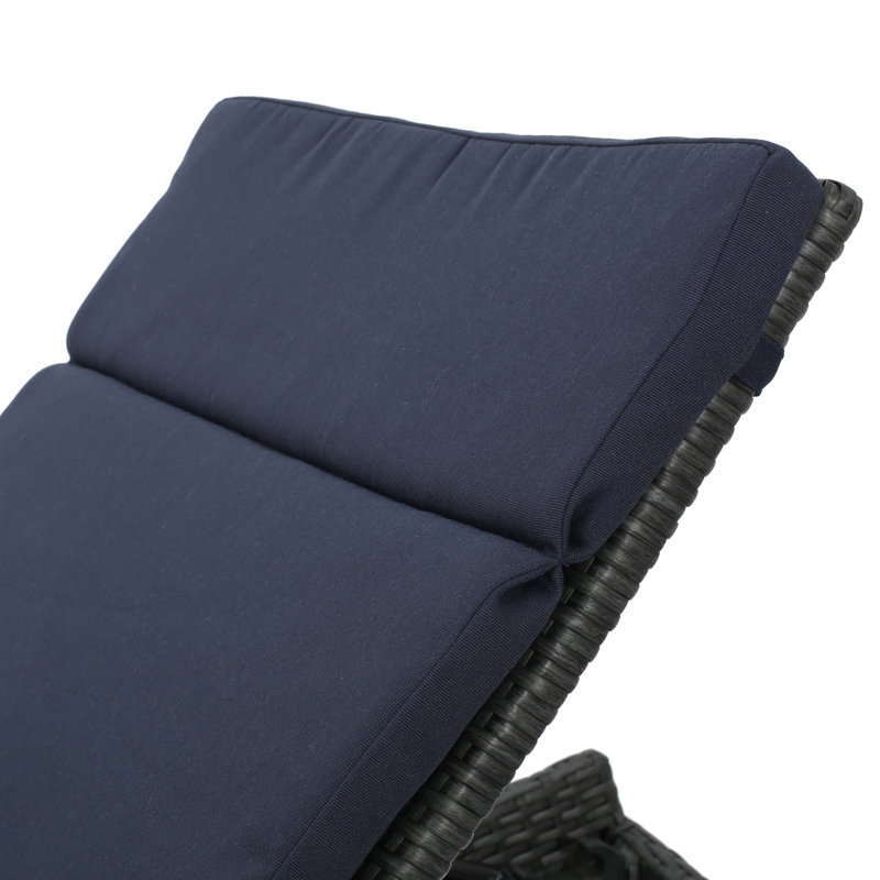 Blaise 79.5" Long Reclining Chaise Lounger Set with Cushions, Navy